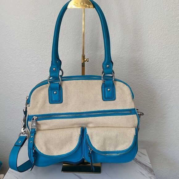 Aimee Kestenberg Canvas Lucy Satchel w/Front Pockets Handbag Bag - Picture 2 of 13